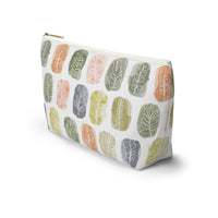 Watercolor Leaf Stamp Accessory Pouch w T-bottom in Green